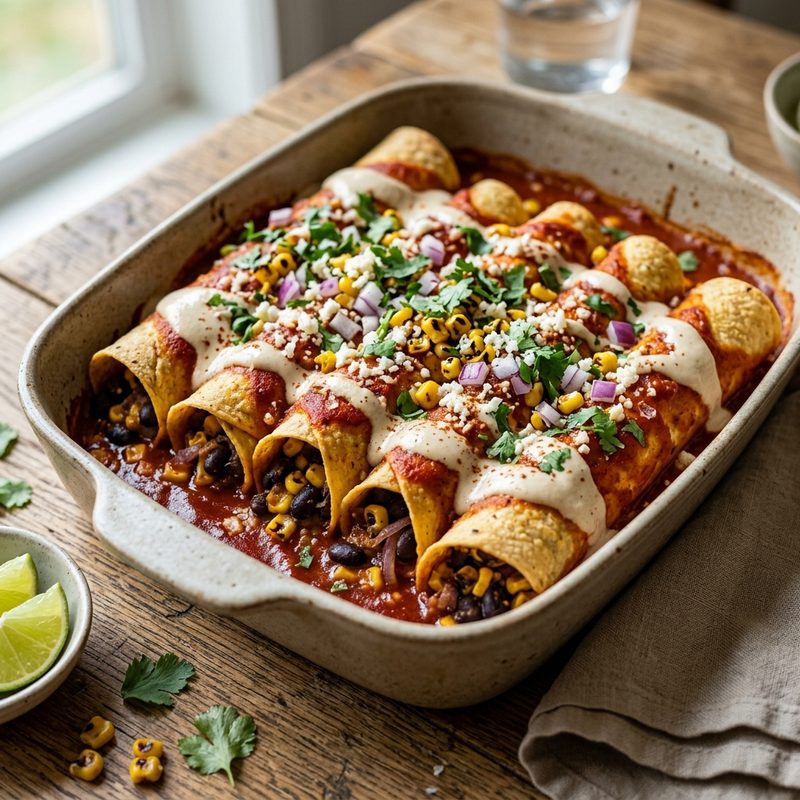 Charred Corn and Black Bean Enchiladas