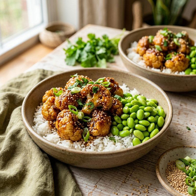 Sticky Sesame Cauliflower Bowls