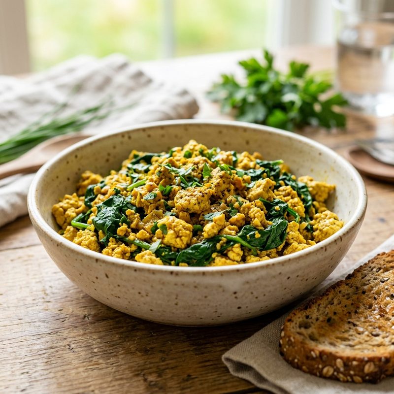 Turmeric Tofu Scramble with Spinach