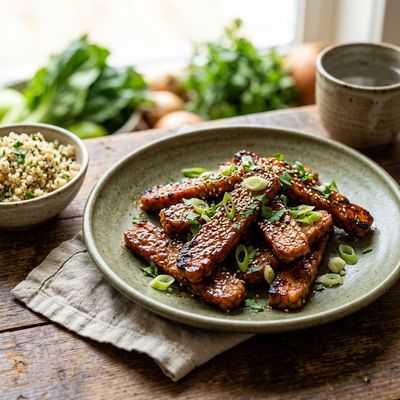 Maple Sriracha Tempeh Strips