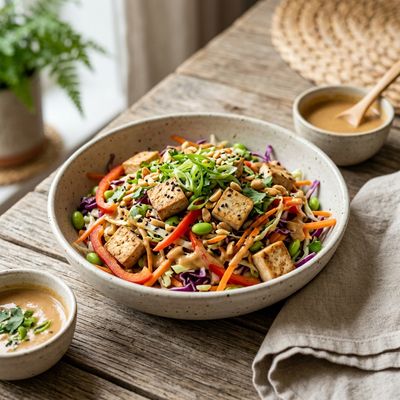 Rainbow Slaw with Peanut Dressing