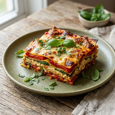 Roasted Red Pepper Vegan Lasagna