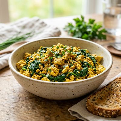 Turmeric Tofu Scramble with Spinach